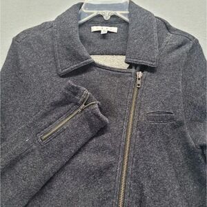 Cabi # 775 Women's Medium  Ponte Knit Moto Jacket Asymmetrical Zip Front Dk Gray